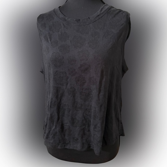 Evolution and Creation Tops - Evolution and Creation Black Floral Muscle‎ Tee